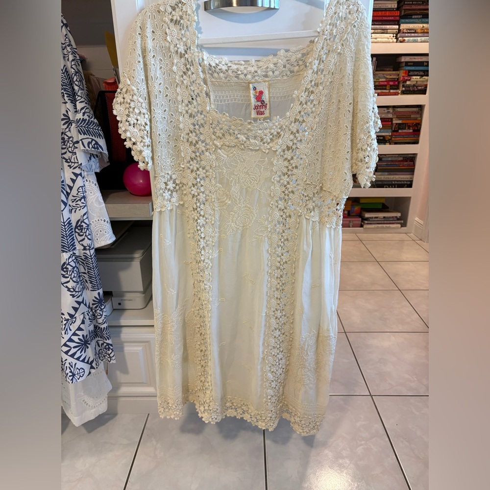 Johnny Was Cream Crochet Lace Dress